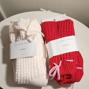 Cotton On Cozy Knit Socks 2 pairs - Cream and Red NWT